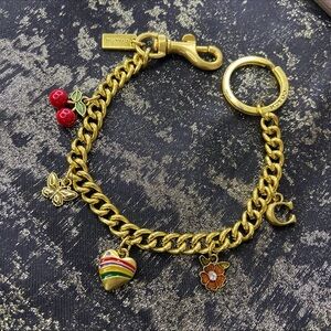 Coach Gold Purse Chain with Red Cherry Charm